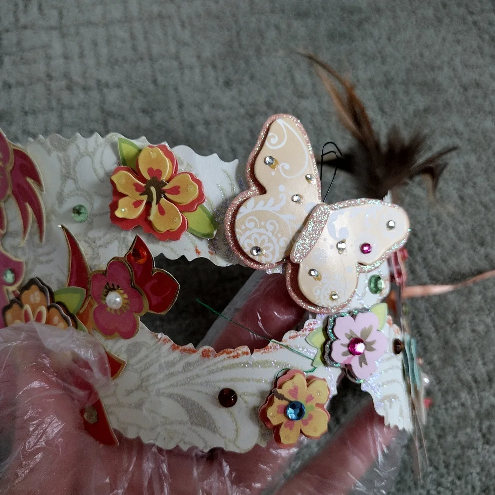 Handmade designer paper mask, mixed media masquerade mask